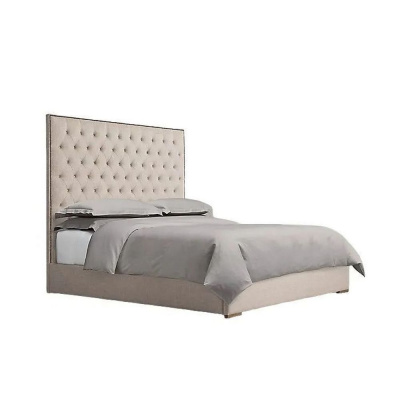 Фото Двуспальная кровать Adler Panel Diamond-Tufted Fabric бежевого цвета