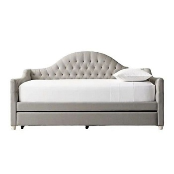 Фото Детская кровать дейбед Reese Tufted серого цвета с доп. спальным местом